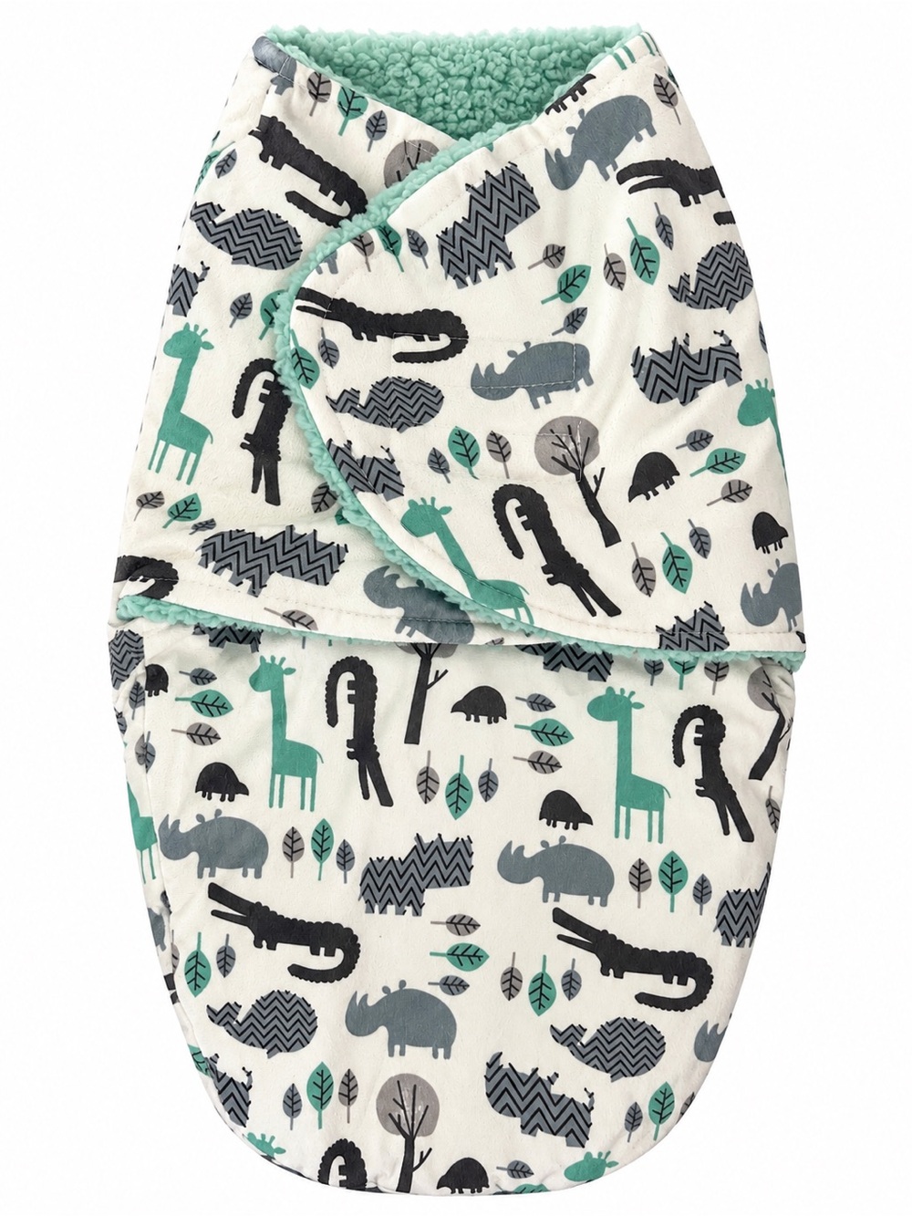 Baby Winter Stroller Bunting Cozy Sack Safari Animal Print Mint Green